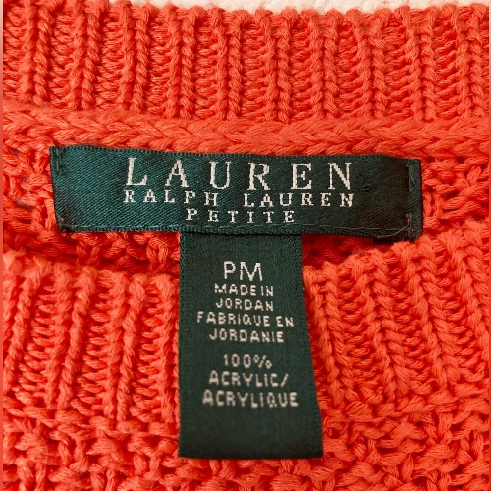 Lauren Ralph Lauren PM vintage orange tunic | high low knit pull over - Picture 3 of 3